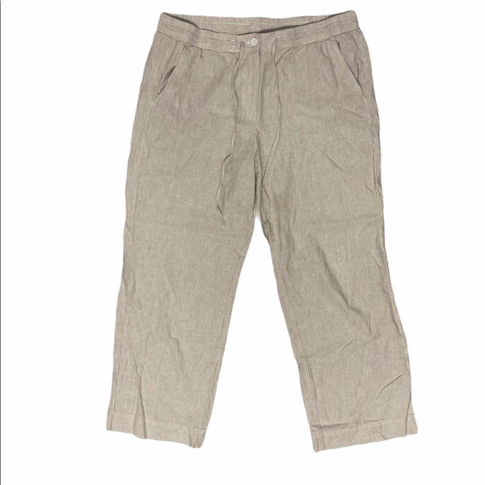Talbots Striped Linen Drawstring Pants Size 14 - image 1